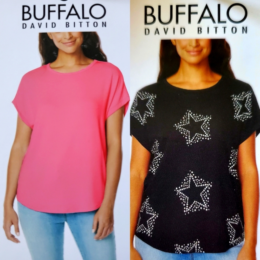 2 Buffalo David Bitton Womens Short Sleeve Shirts